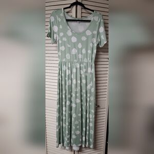 Lularoe Small Mint Green With White Polka Dot Riley Dress